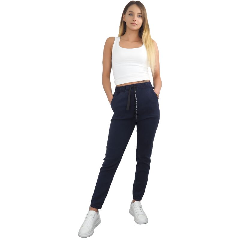 Spodnie jeansy joggery damskie 1 szt. af 036nm granatowy L/XL