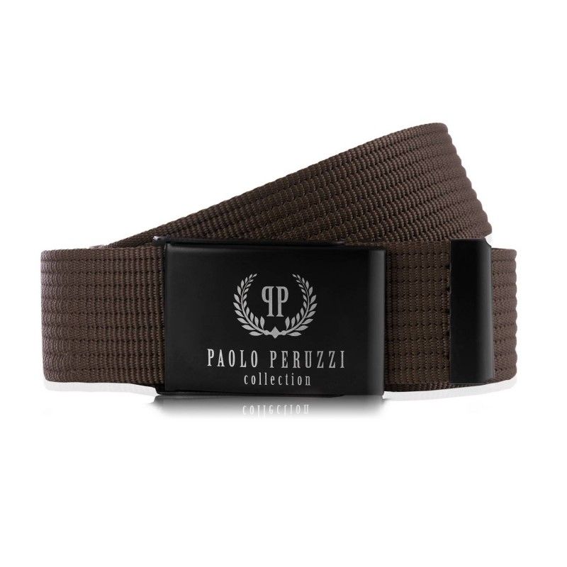 Pasek parciany Paolo Peruzzi modny brązowy PW-26-125