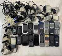 Lote de telefones, baterias e carregadore