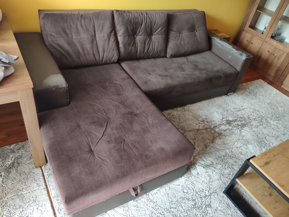 Narożnik materiałowy / kanapa z funkcją spania