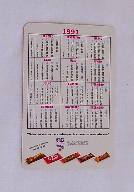 Calendários de Chocolates da marca Nestlé - 1990 / 1991