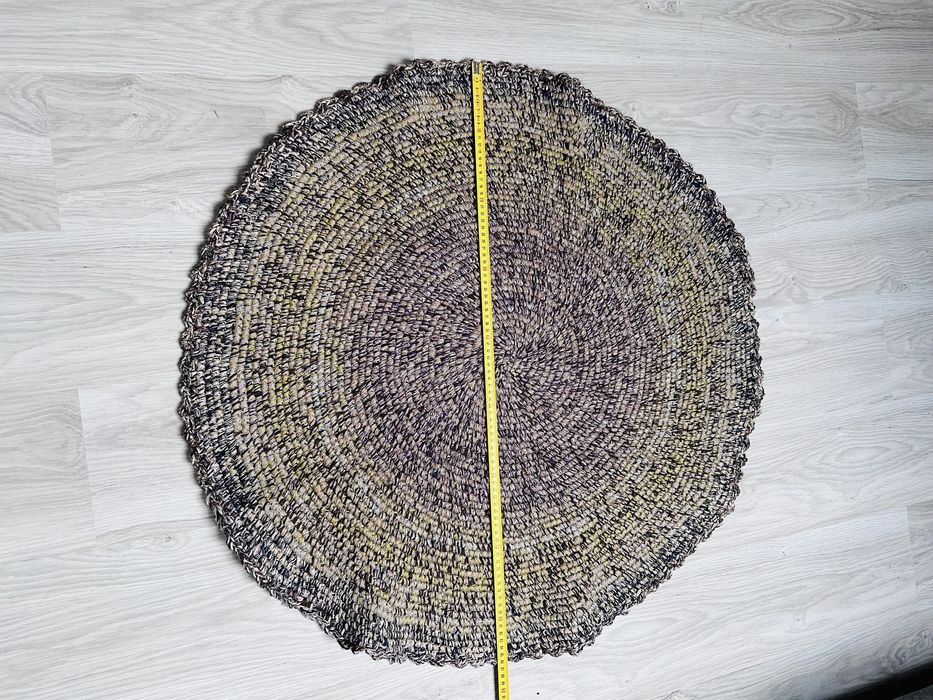 Dywanik handmade do przedpokoju zielono-brązowy 86-88cm #152