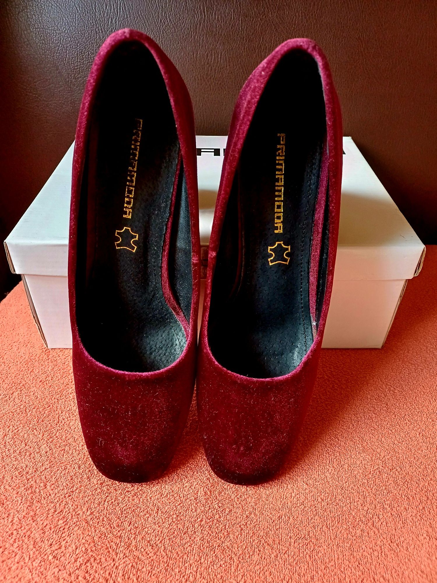 Bordowe czółenka Prima Moda 37