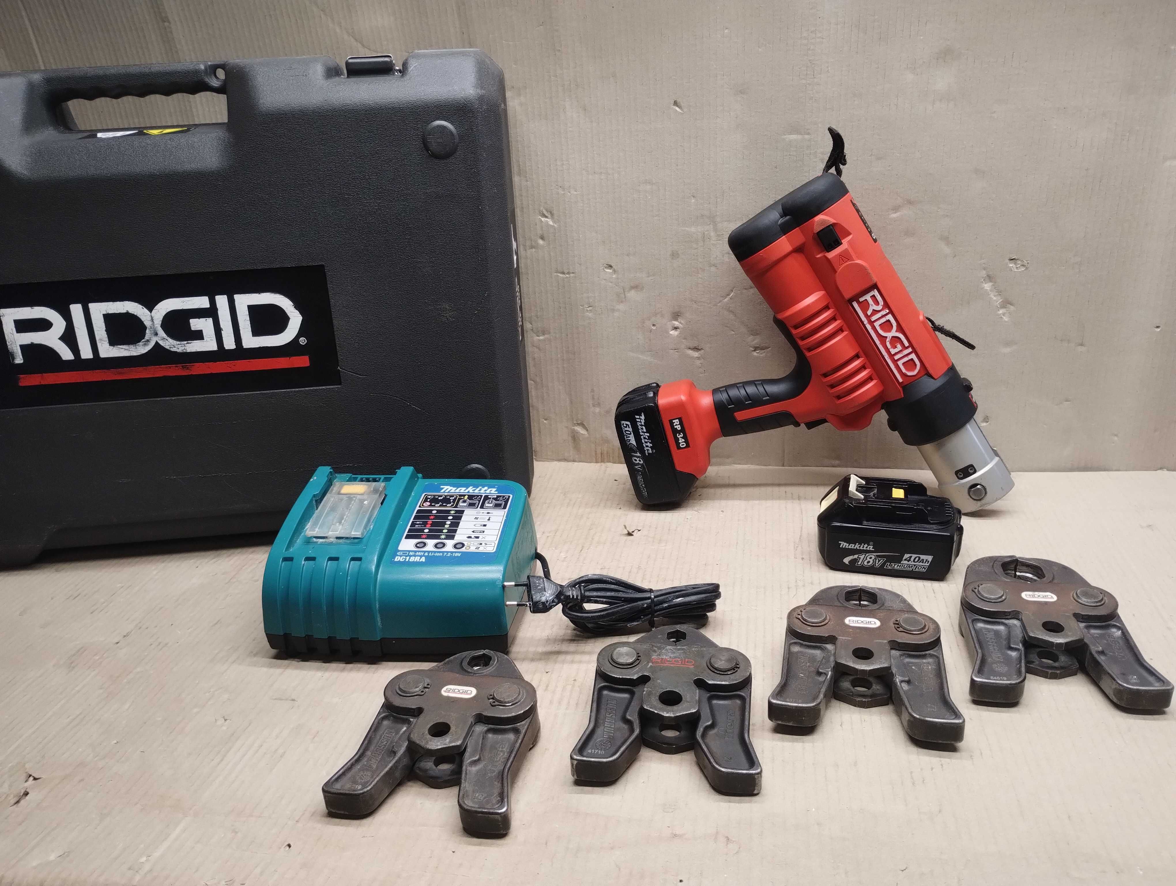 Ridgid RP 340 Zaciskarka Prasa Akumulatorowa szczęki V 12-28 2 baterie