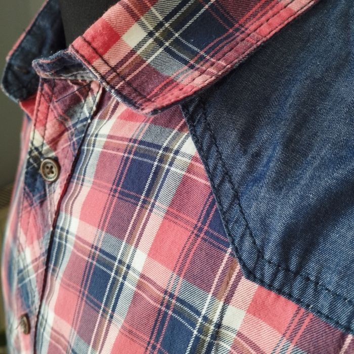 Koszula męska KappAhl w kratę, Regular Fit, rozmiar 41/42, bawełna