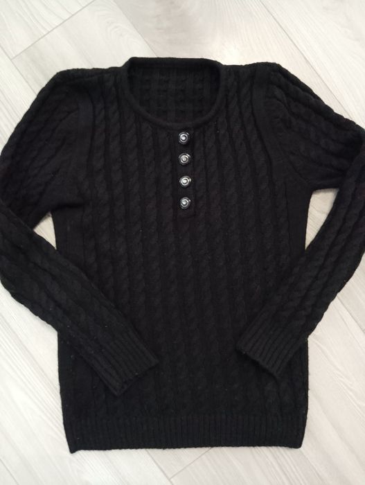 Komplet sweterek spódnica prążkowane plecione S Mi czarny