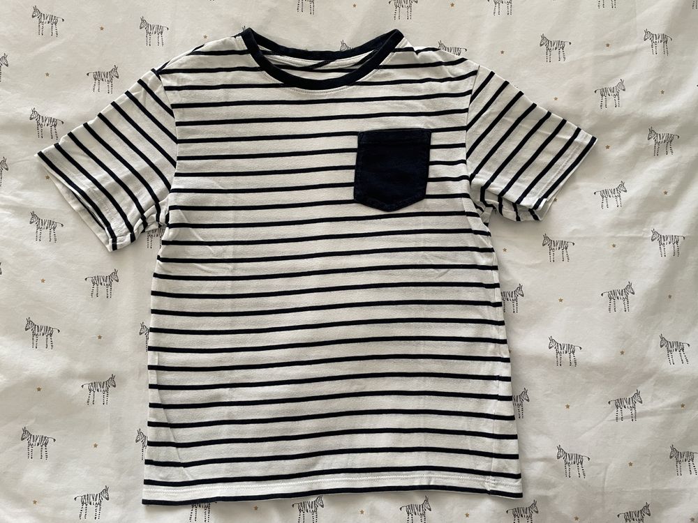 T-shirt às riscas navy (8 anos)