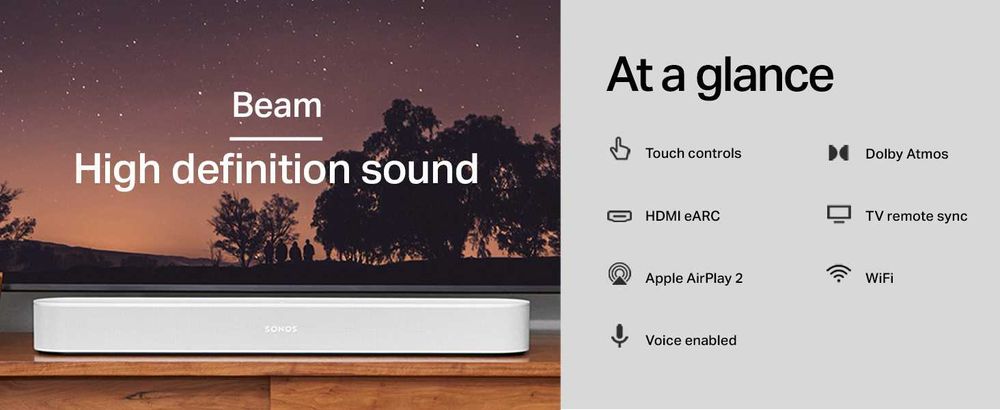 Саундбар Sonos Beam Gen 2 White Dolby Atmos (Usa Новий)
