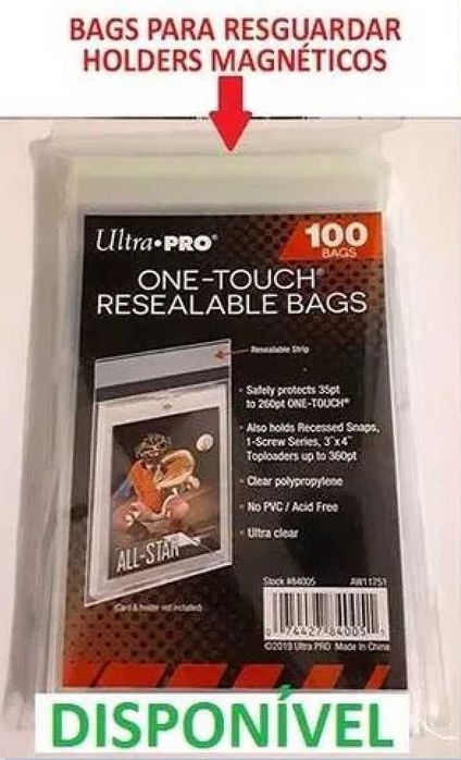 One-Touch Resealable Bags 100x (p/ cobrir/proteger Holders Magnéticos)