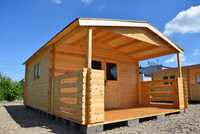PIĘKNY domek drewniany LETNISKOWY z tarasem*6x4*24m2*ściany aż 34 mm