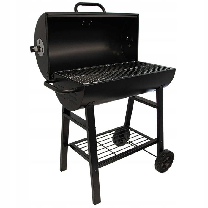 Grill węglowy beczka z pokrywą i rusztem 59,5x29 cm kółka przenośny