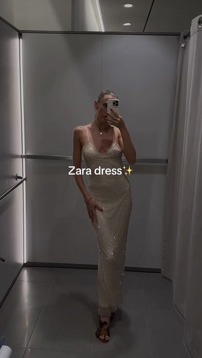 Платье плаття сукня довге вечірня стрази Zara M