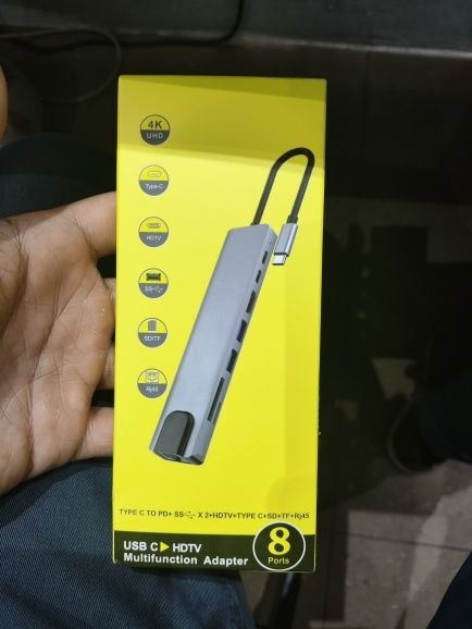 Адаптер Usb,type-c Hub 8 в 1 HDMI PD картридер SD TF RJ45 macbook 4K