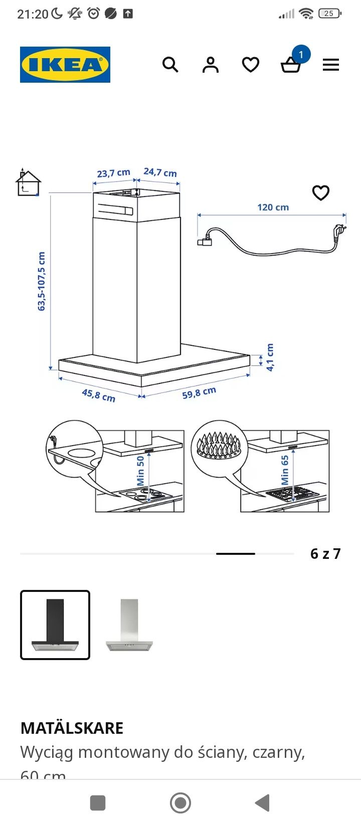 Nowy okap IKEA czarny