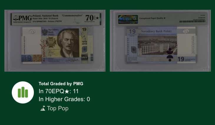 19 złotych 2019 - PMG 70 EPQ - TOP POP - 100-lecie powstania PWPW