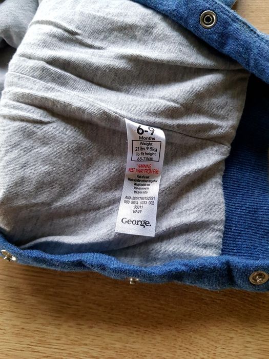Spodnie ocieplane George na szelkach dla chłopca  roz.74 z Uk.