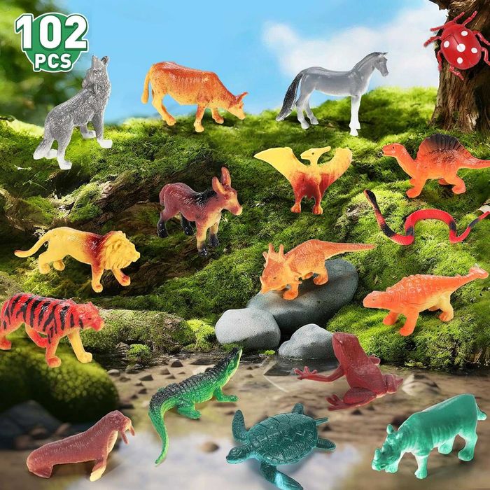 Zestaw figurek zwierzęta w tubie mix zestaw 102 elementy A60