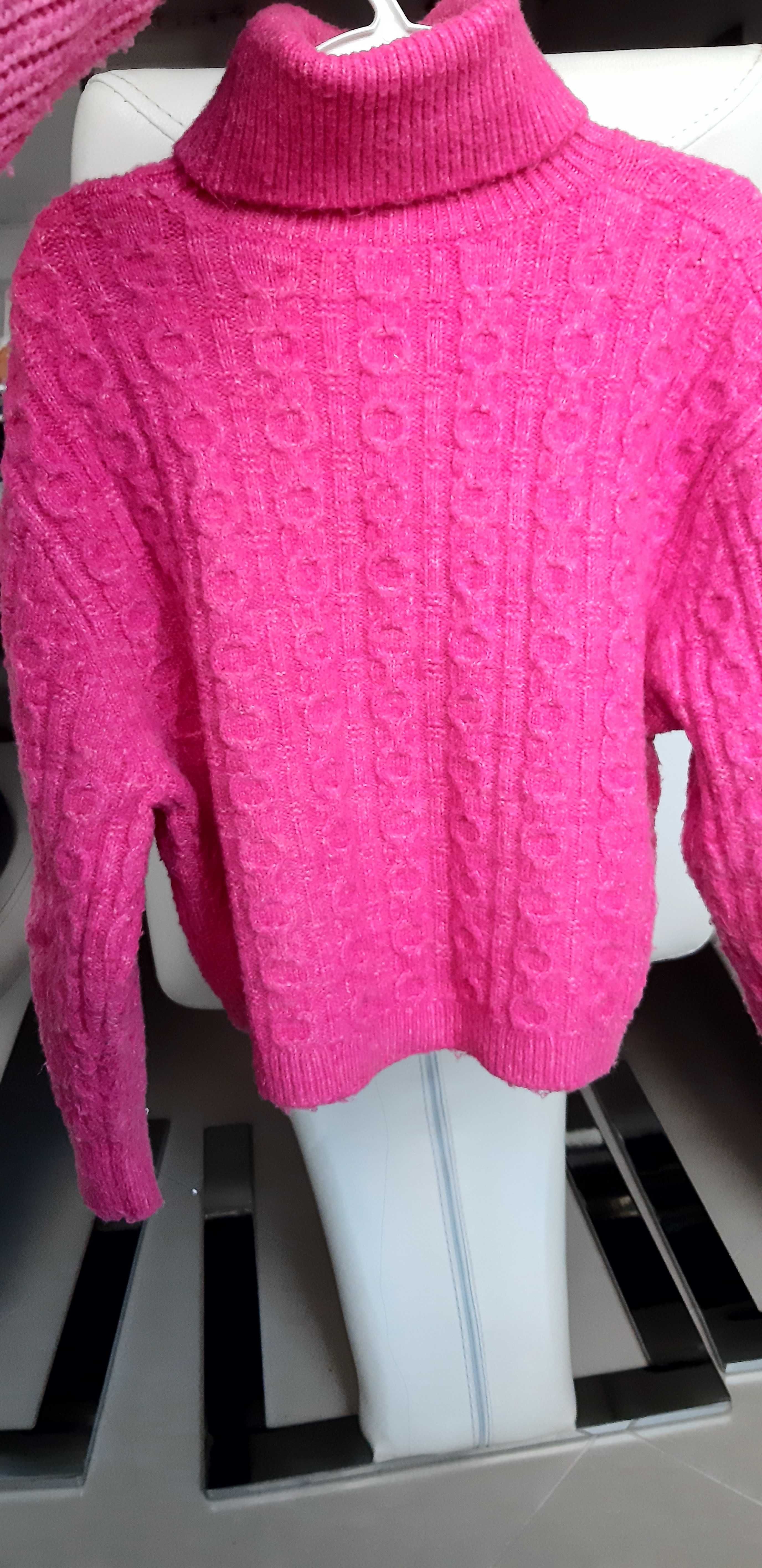 Krótki sweter sweterek golf różowy ZARA jak nowy r.120 6-7 lat