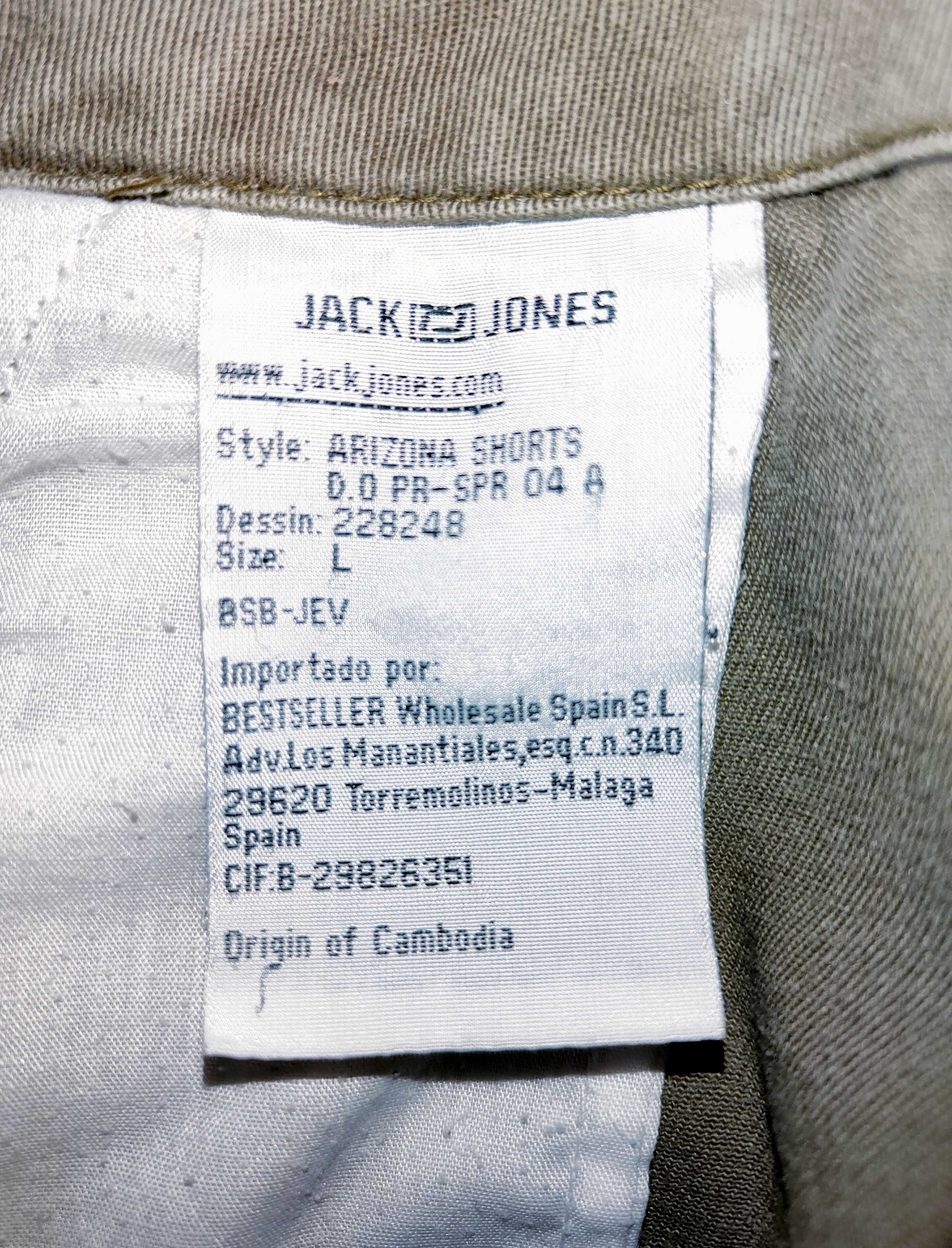 JACK & JONES spodenki bojówki męskie Khaki  100% bawełna  roz. L