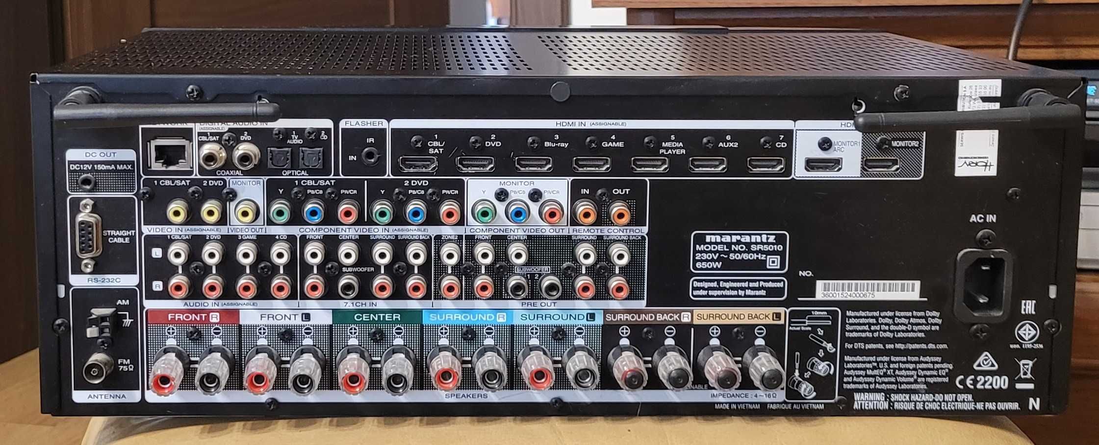 Amplituner 7.2 Marantz SR5010 ATMOS WiFi BT SPOTIFY zestaw fabryczny