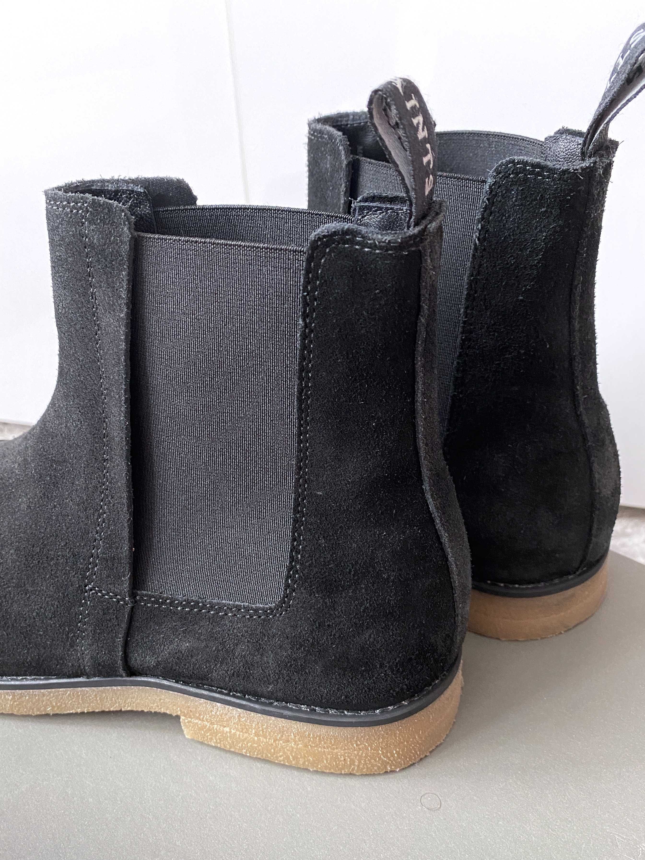 AllSaints RHETT 42 nowe chelsea boots sztyblety zamszowe czarne buty