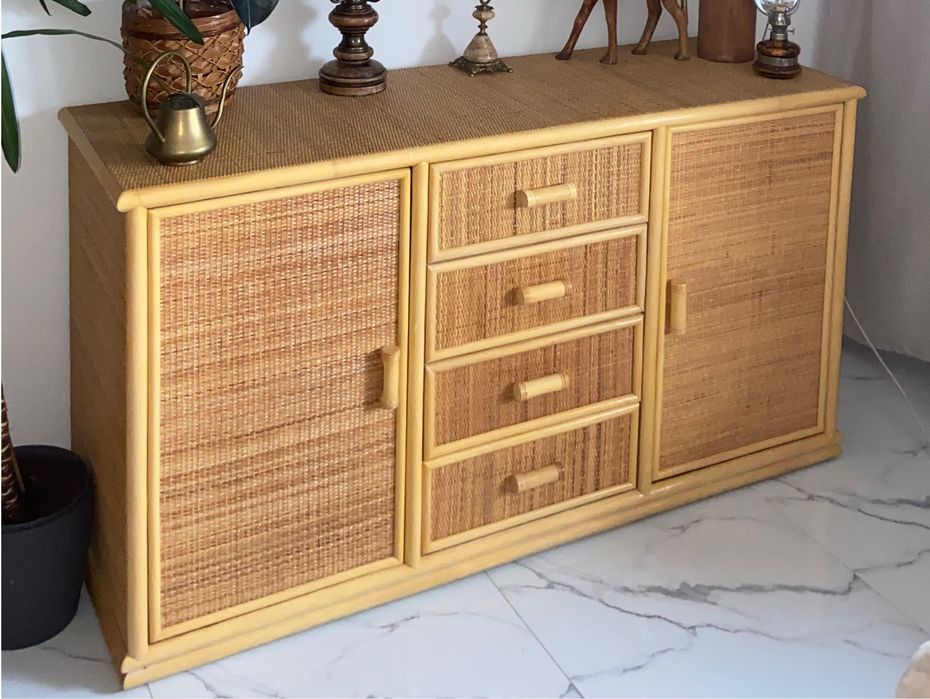Komoda rattanowa boho bambusowa bambus z rattanu ratan skandynawska