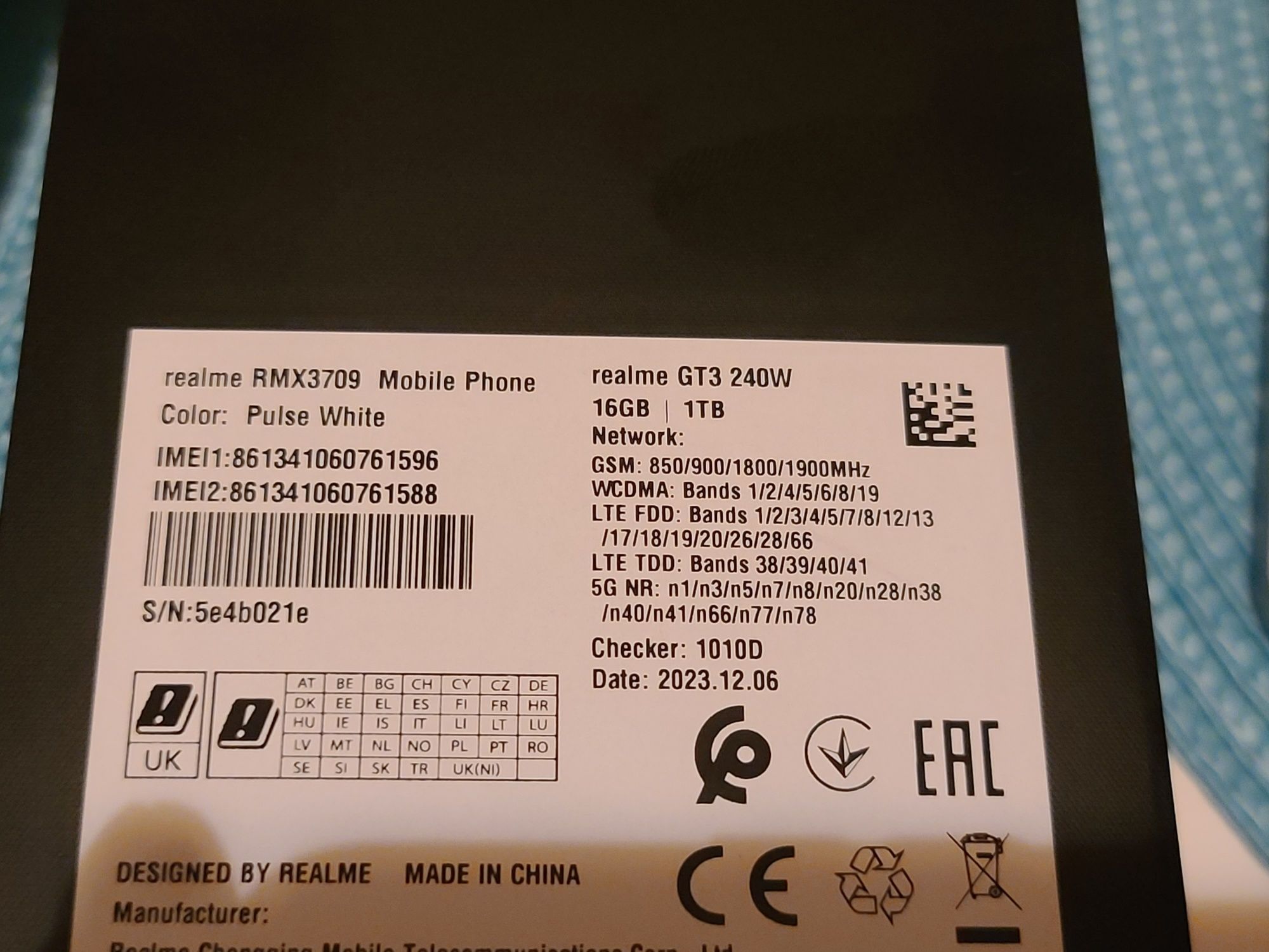 Realme GT3 240W 16/1Tb pamięci wersja EU