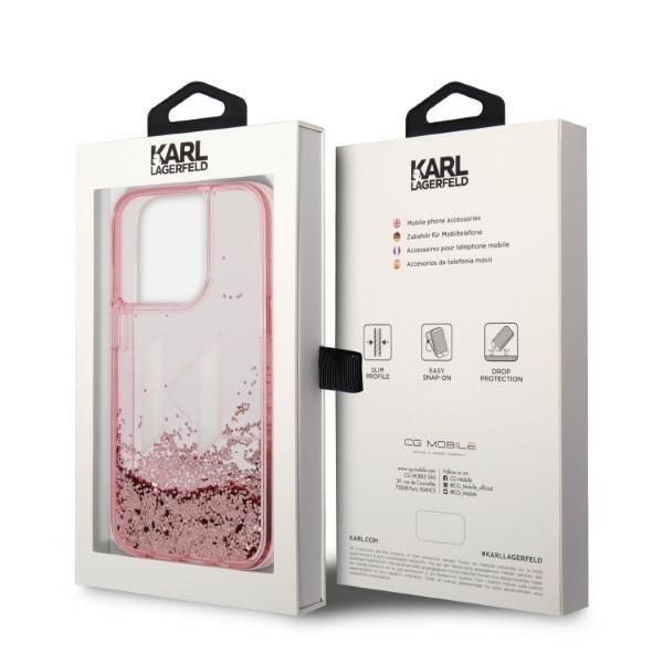 Etui Karl Lagerfeld Liquid Glitter do iPhone 14 Pro 6,1" - Różowy