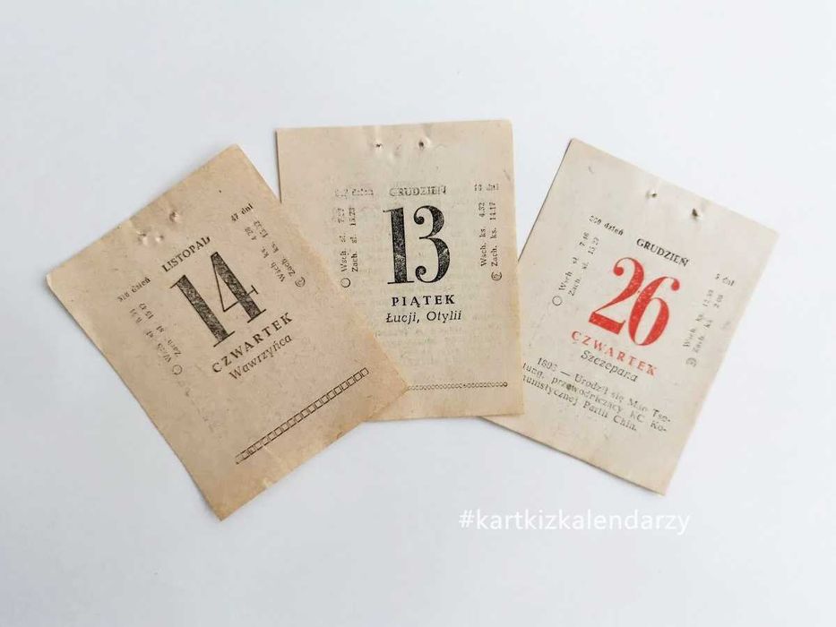 Kartka z kalendarza 1963 oryginalna