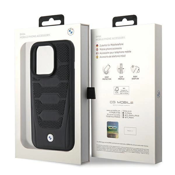 Etui Bmw Leather Seats Pattern Na Iphone 15 Pro - Czarne