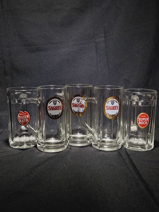 Conjunto 5* Canecas Vintage Sagres e Super Bock