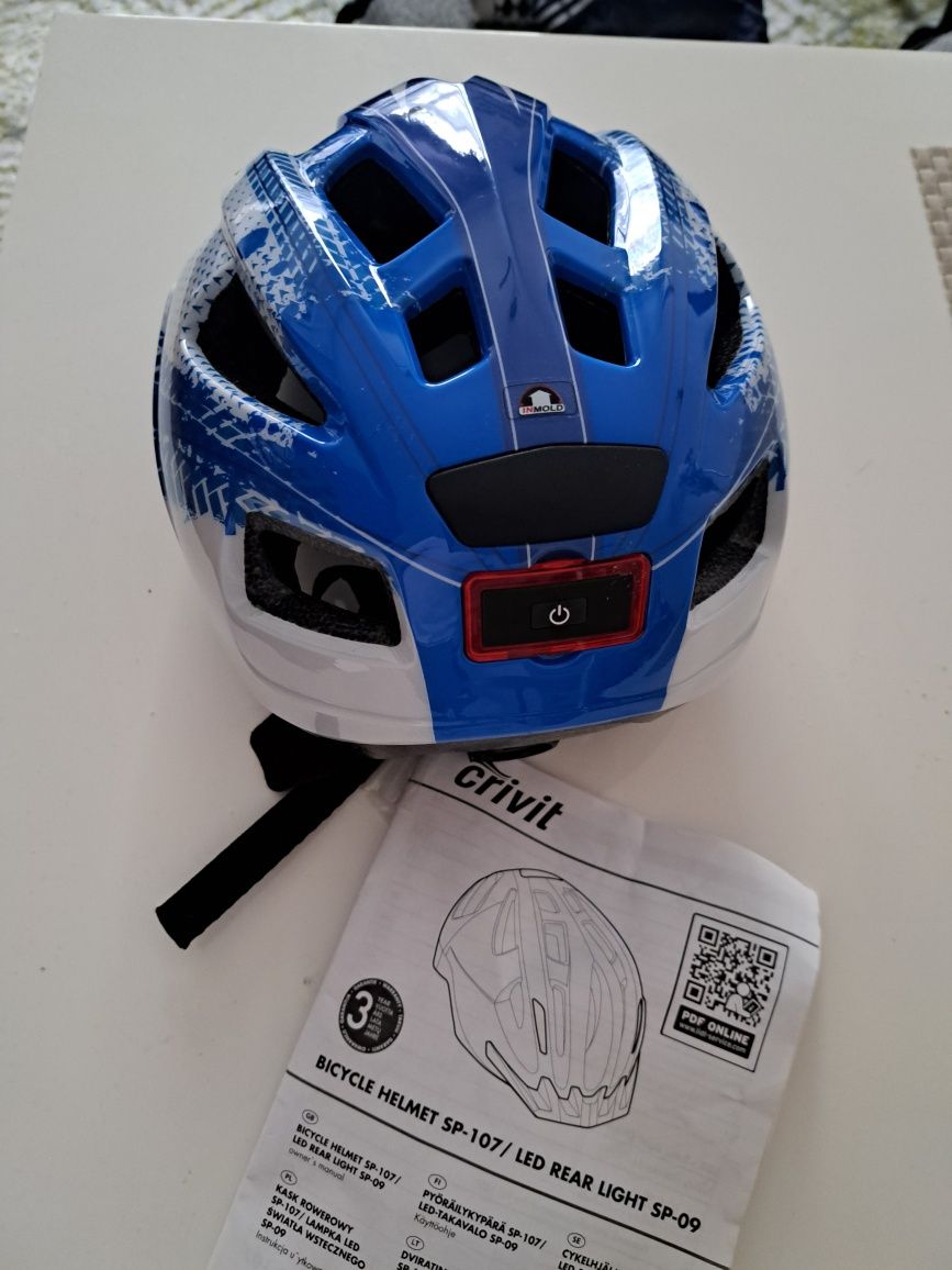 Kask dziecięcy Crivit z lampką nowy