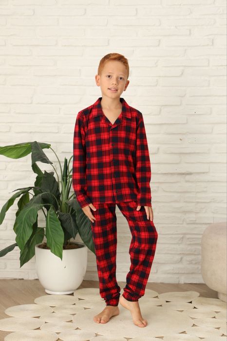 Парні піжами в клітинку family look, фемелі лук