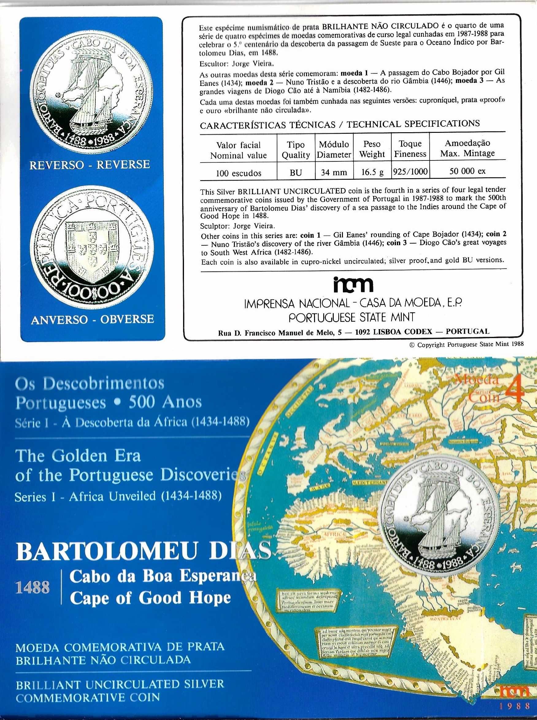 Descobrimentos, Série I, Moeda 4 - Bartolomeu Dias