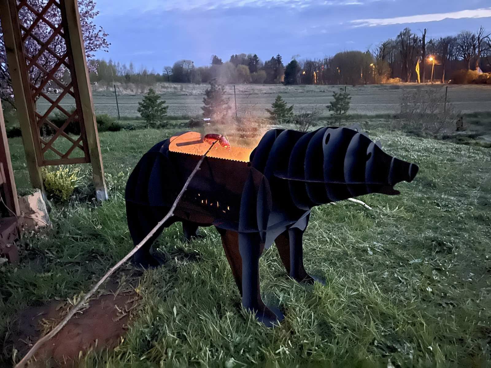 Nowoczesne palenisko grill niedźwiedź zwierzę prezent personalizacja