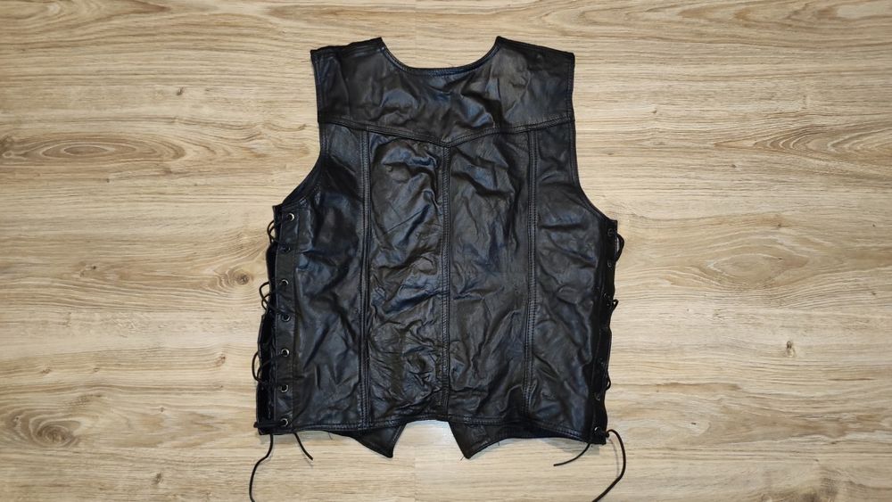 Kamizelka skórzana męska wiązana XXL