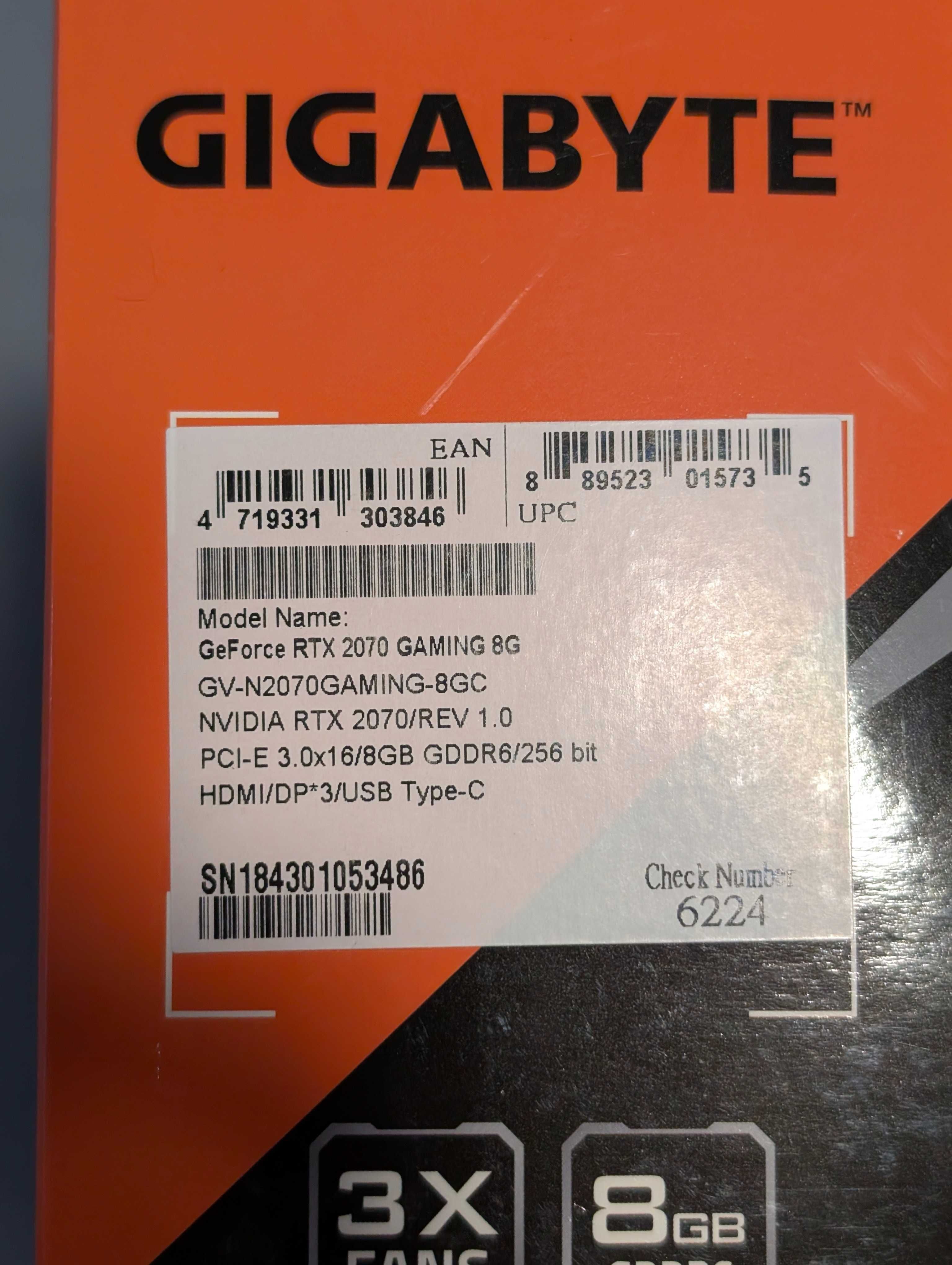 Karta graficzna NVIDIA Gigabyte GeForce RTX 2070 GAMING 8G GDDR6