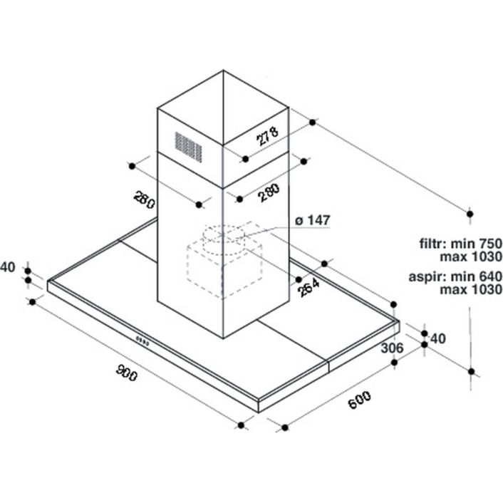 Exaustor Ilha Whirlpool WIB93LMX 90cm – NOVO, entrega Braga/Porto