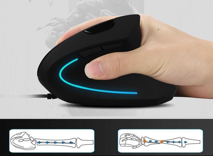 Myszka Wertykalna Przewodowa Cicha Ergonomiczna Mysz Optyczna Pionowa