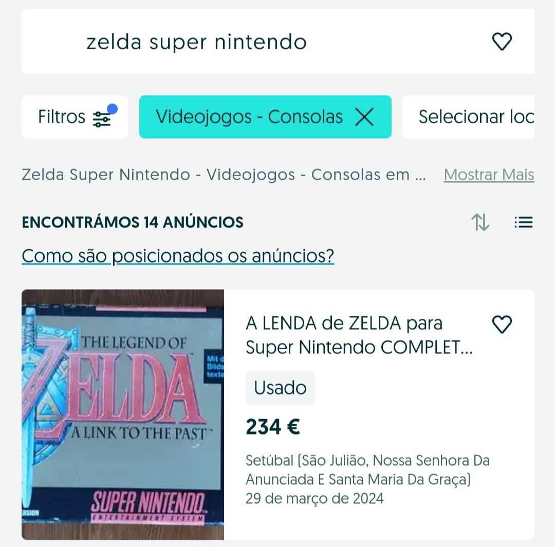 ZELDA JOGO SNES perfeitas condições de uso