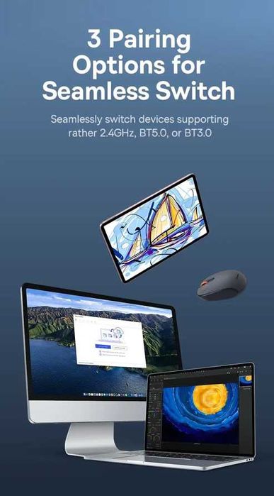 Mysz bezprzewodowa Baseus F01B 1600 dpi bluetooth 5.0 3.0 2.4G