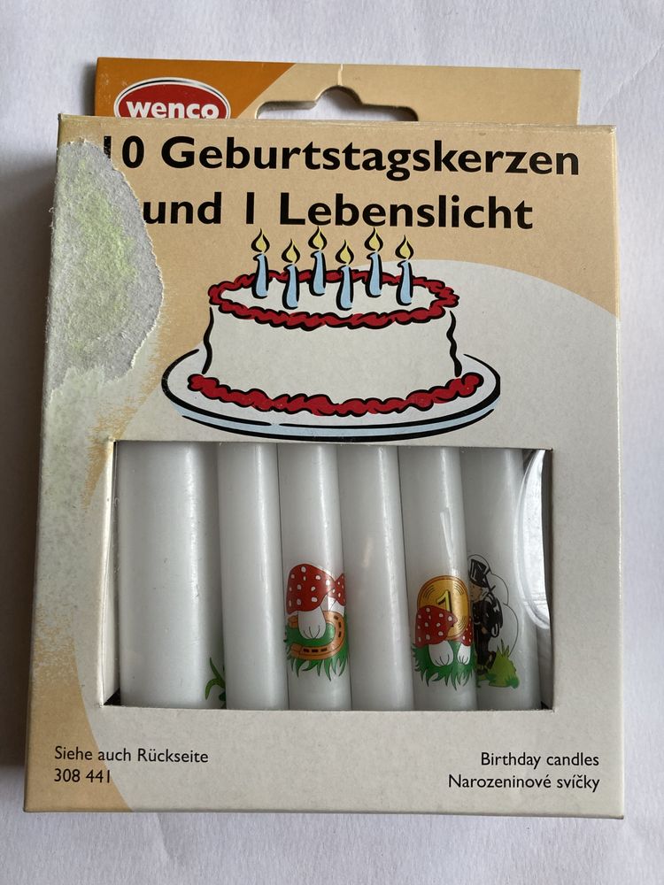 Świeczki urodzinowe na tort.