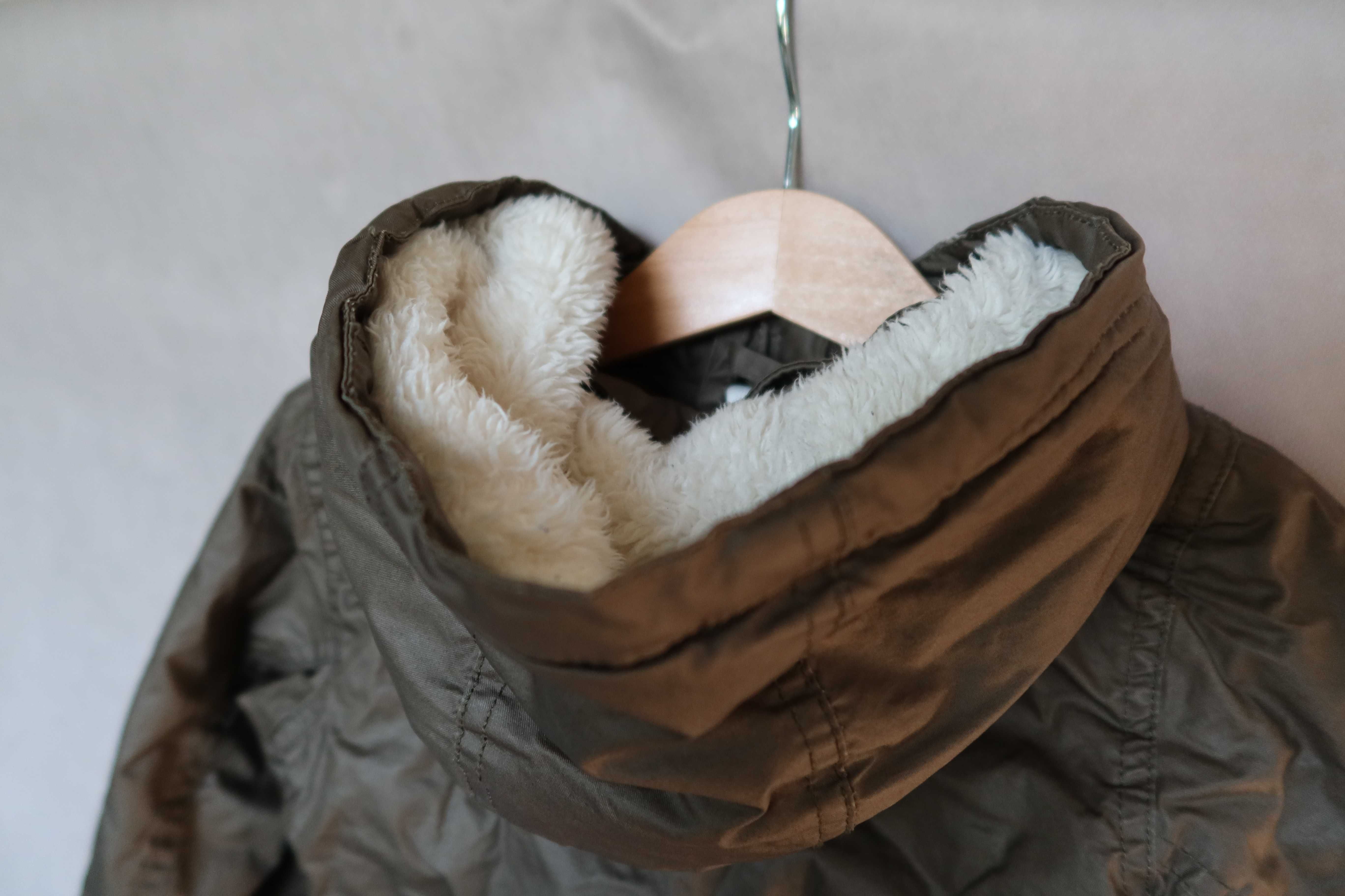 Kurtka 80 HM zimowa z futerkiem khaki woskowana ciepła wodoszczelna