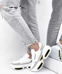 Женские белые, бежеые кожаные кроссовки Balmain