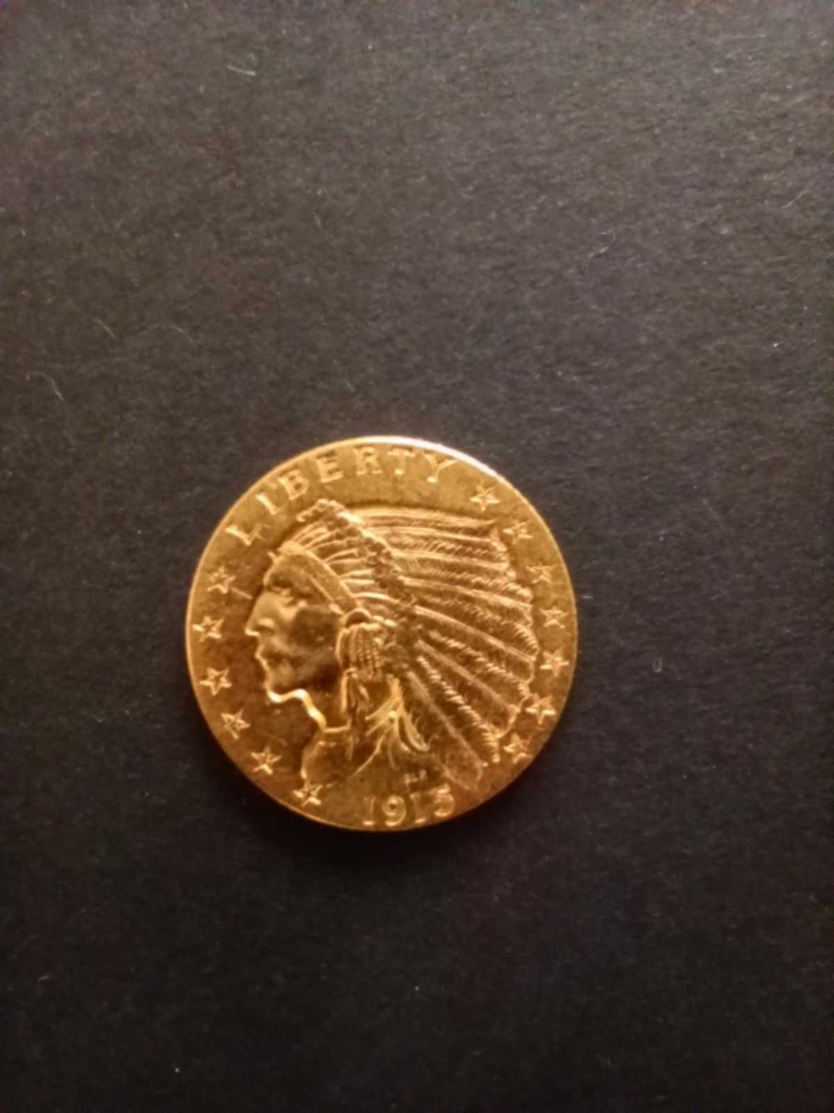 Złota moneta 2,5 Dolara INDIANIN USA 1915