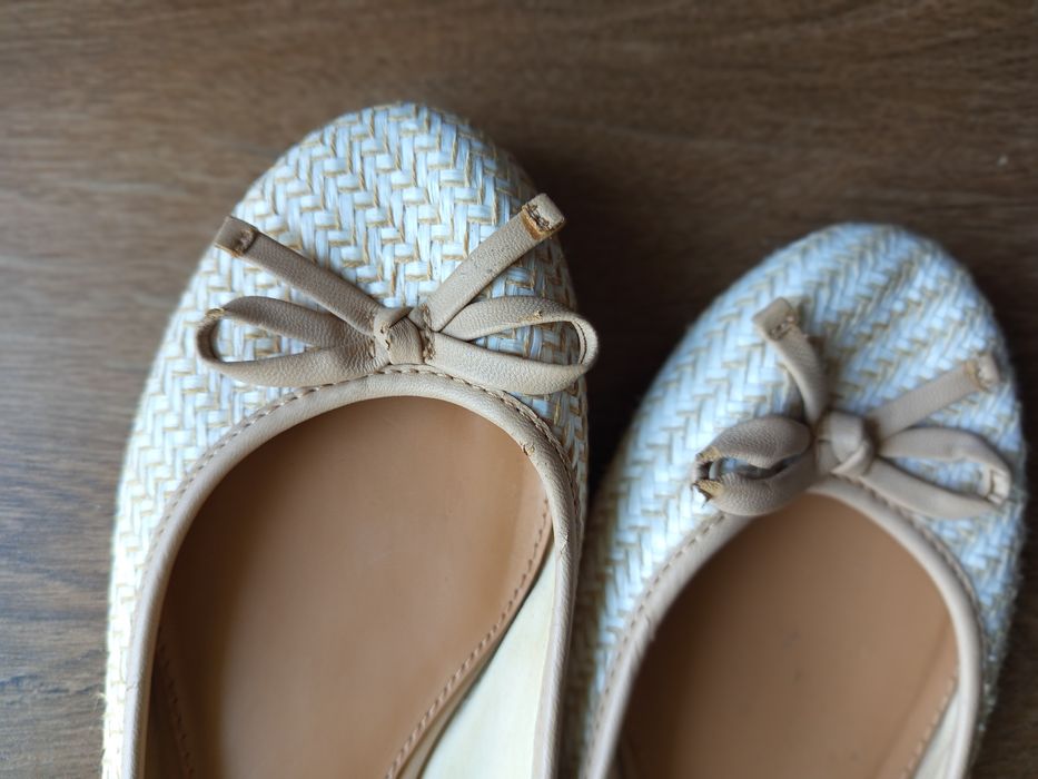 Baleriny damskie plecione brązowe r 39