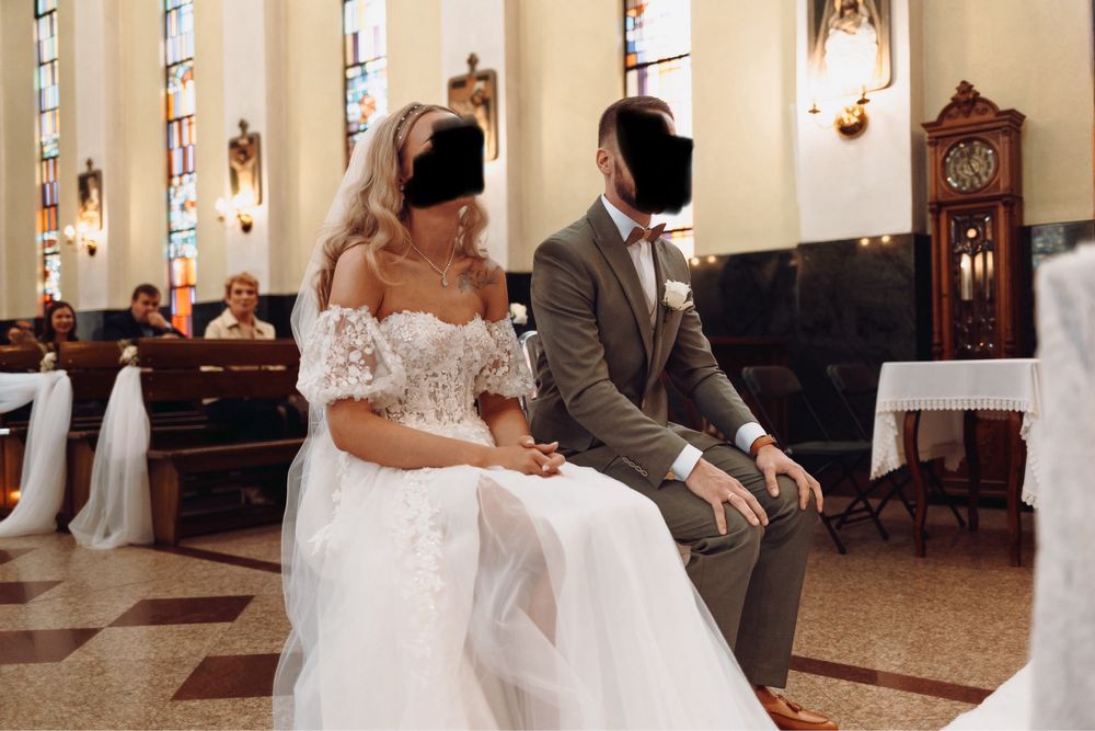 Suknia ślubna, koronka, rozmiar S