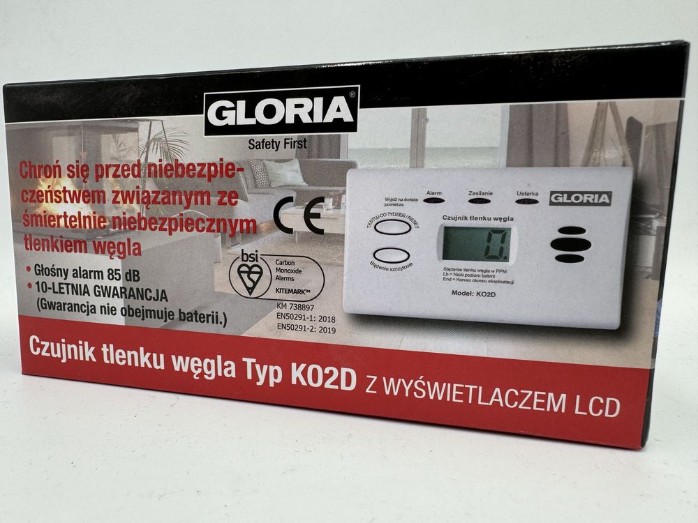 Czujnik tlenku węgla Typ K02D z wyświetlaczem LCD firmy Gloria