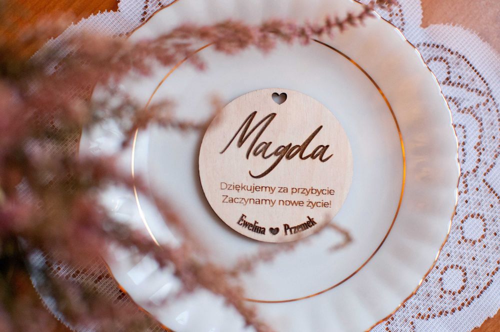Drewniana winietka, podziękowanie dla gości. Wesele, ślub, chrzest
