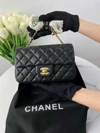 Женская сумка chanel black стильная черная сумочка на цепочке шанель